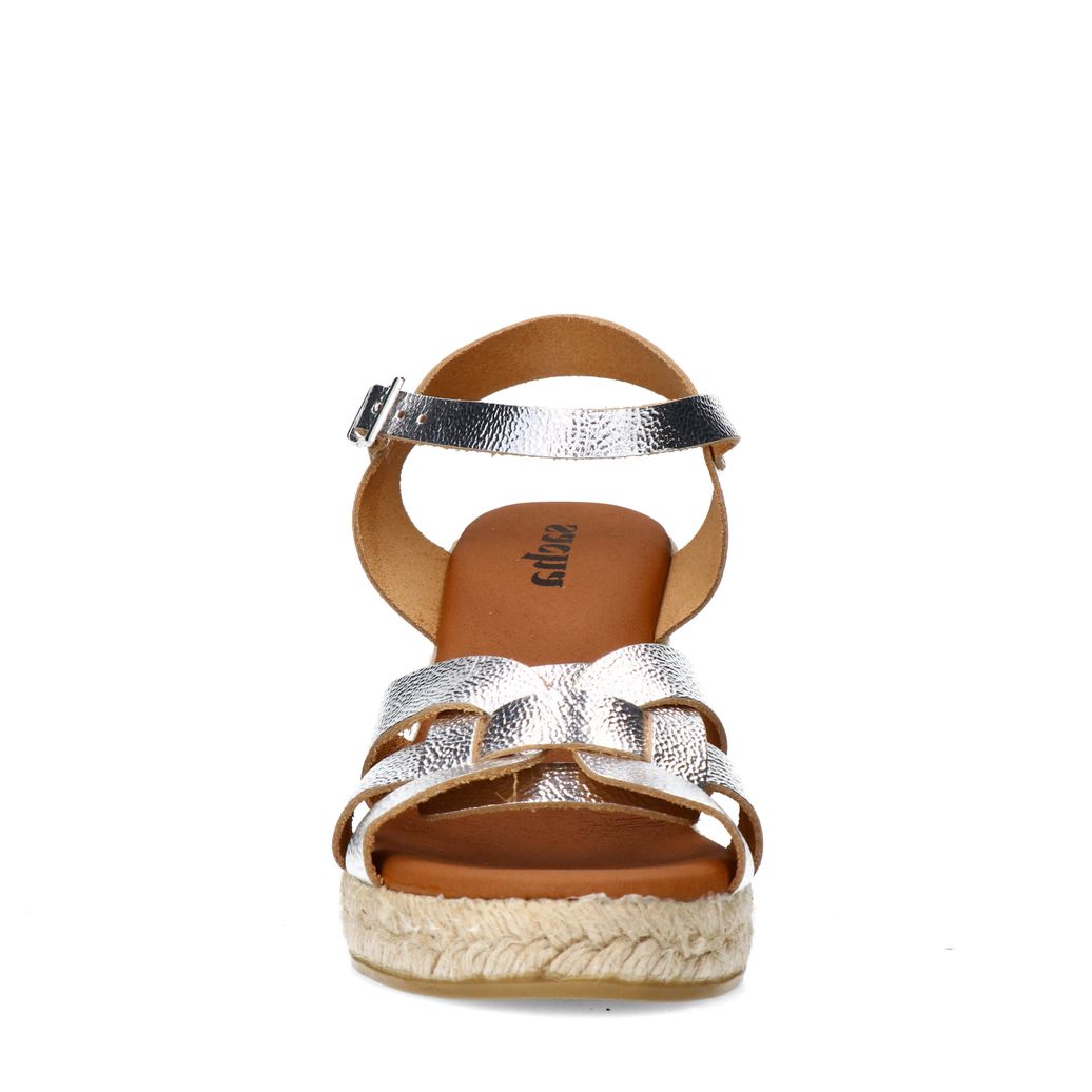Zilveren metallic sleehak sandalen