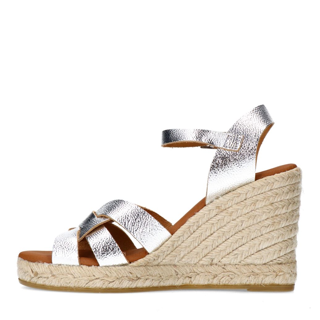 Zilveren metallic sleehak sandalen