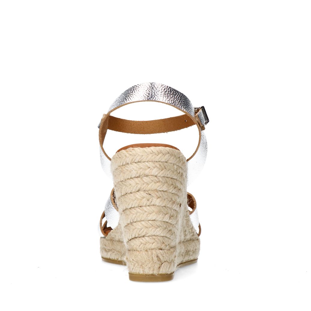 Zilveren metallic sleehak sandalen