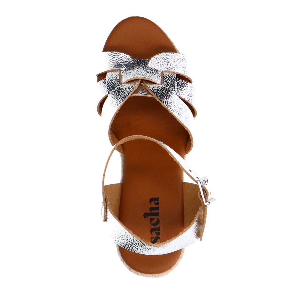 Zilveren metallic sleehak sandalen