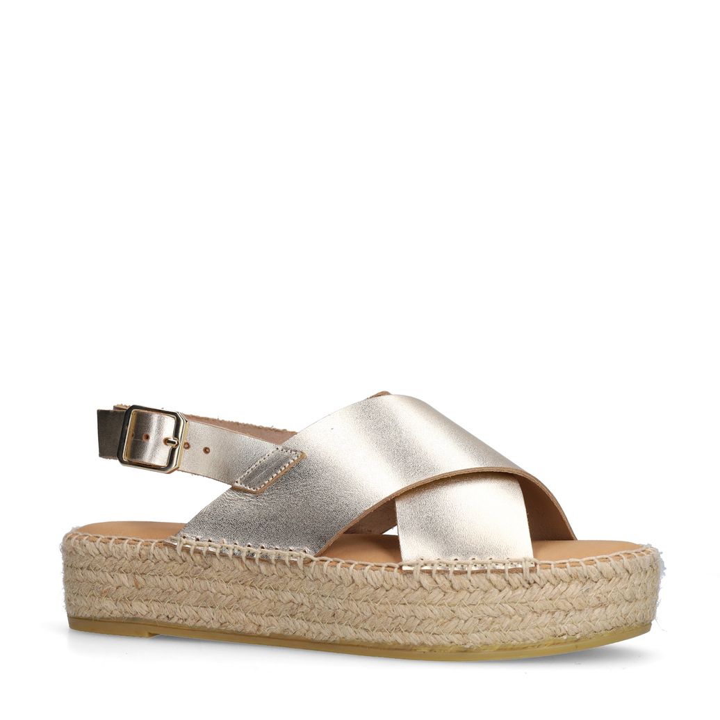 Gouden leren plateau sandalen