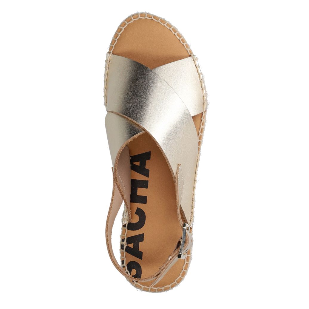 Gouden leren plateau sandalen