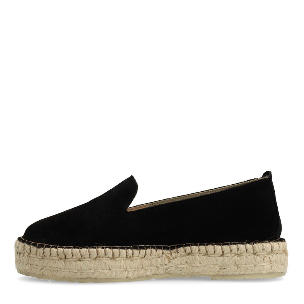 Schwarze Veloursleder-Espadrilles