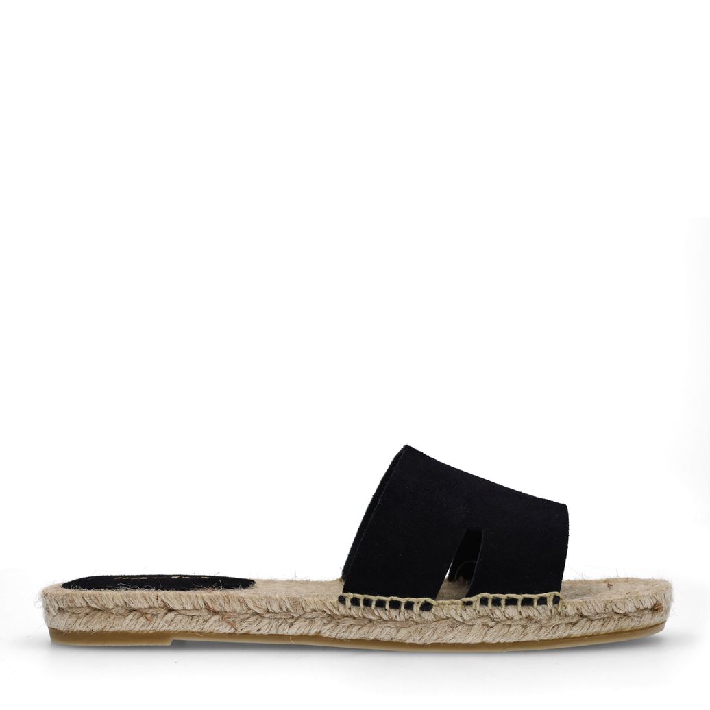 Schwarze Veloursleder-Sandalen