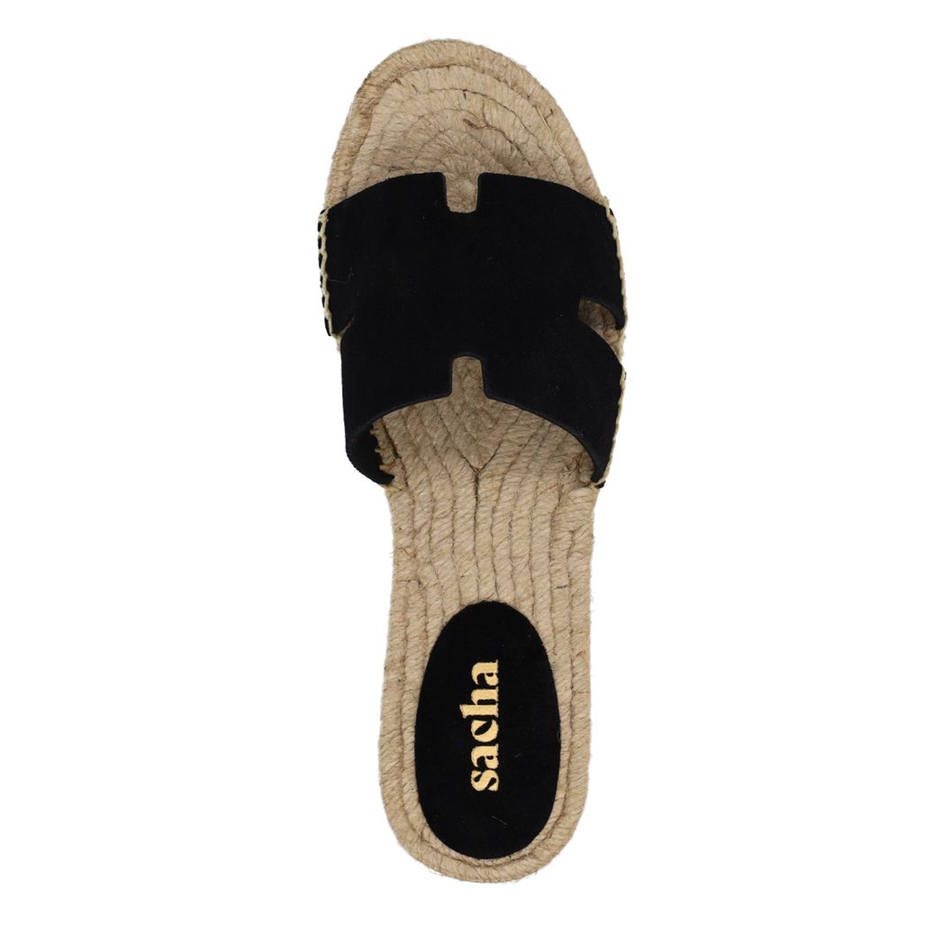 Zwarte suède slippers