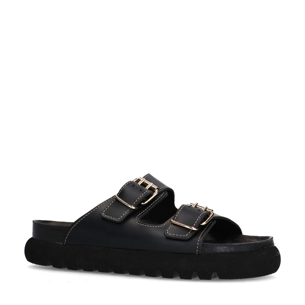 Claquettes en cuir avec détails - noir