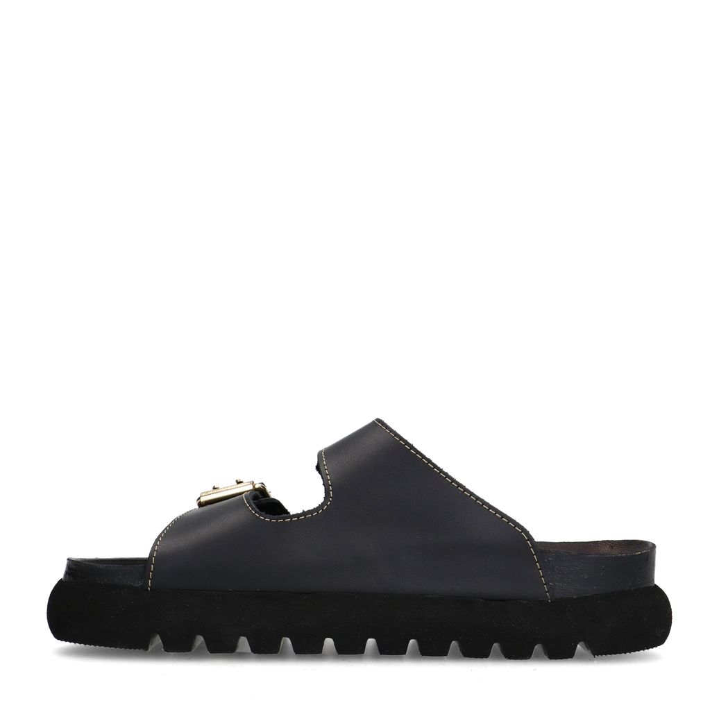 Claquettes en cuir avec détails - noir