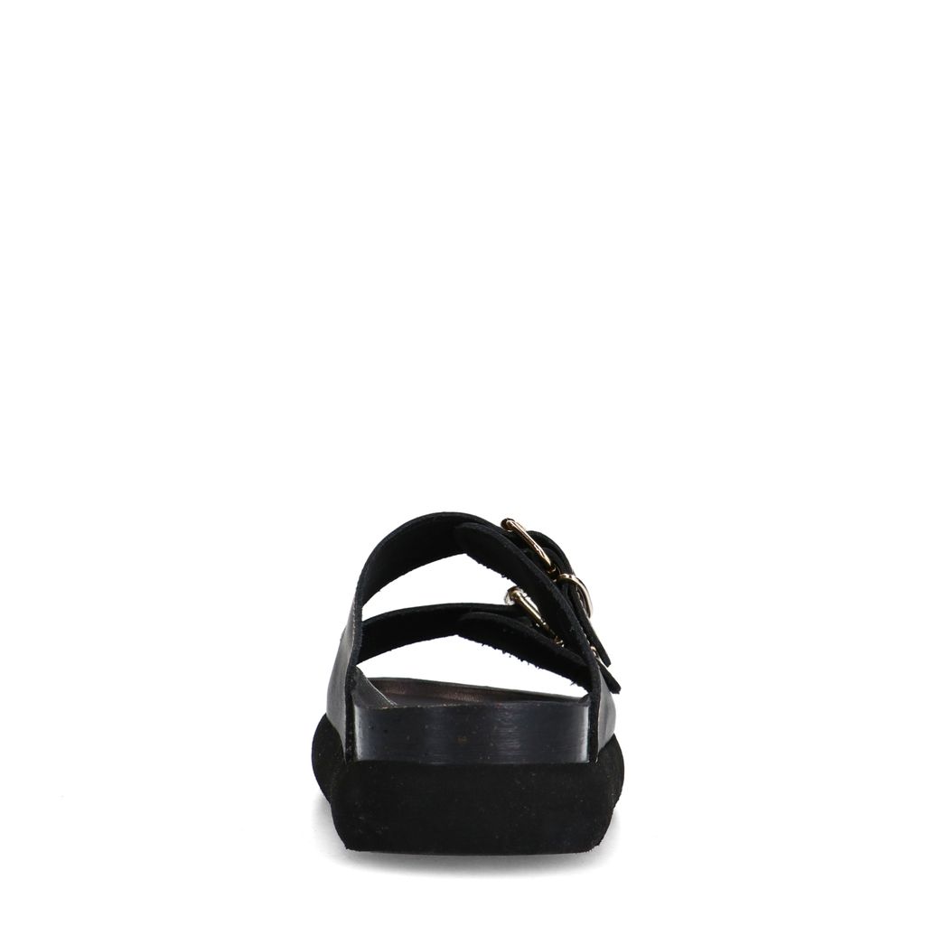Claquettes en cuir avec détails - noir