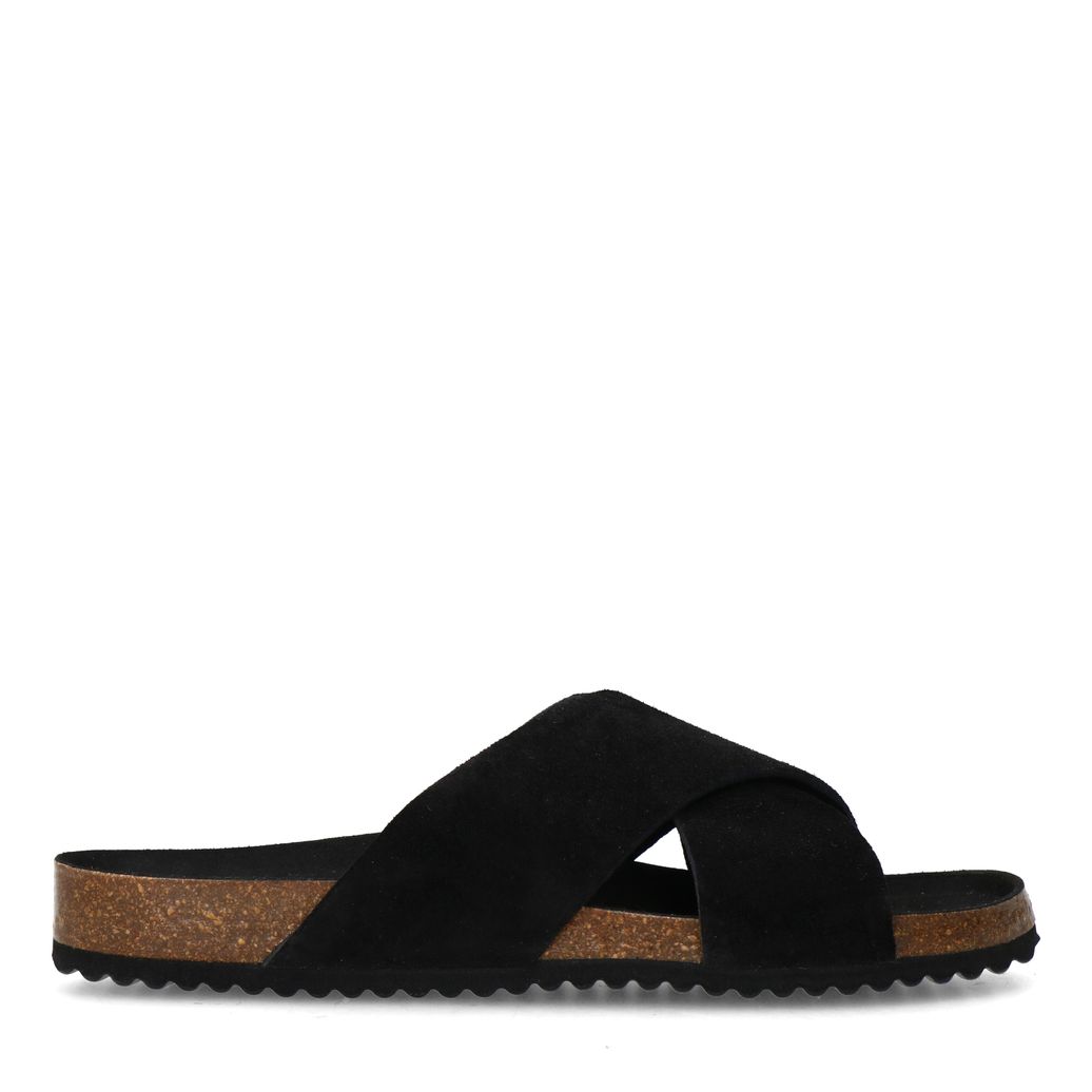 Schwarze Veloursleder-Sandalen