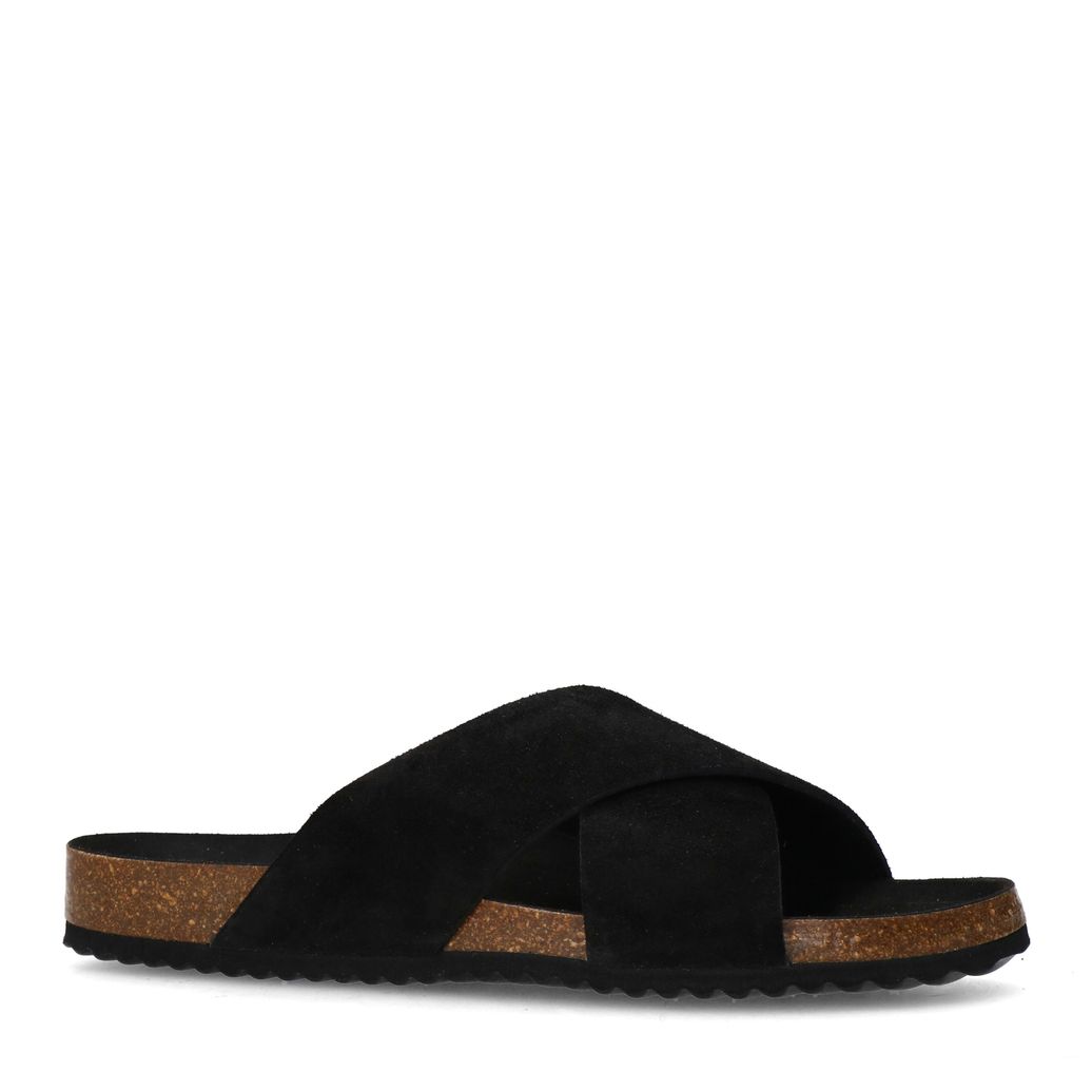 Schwarze Veloursleder-Sandalen