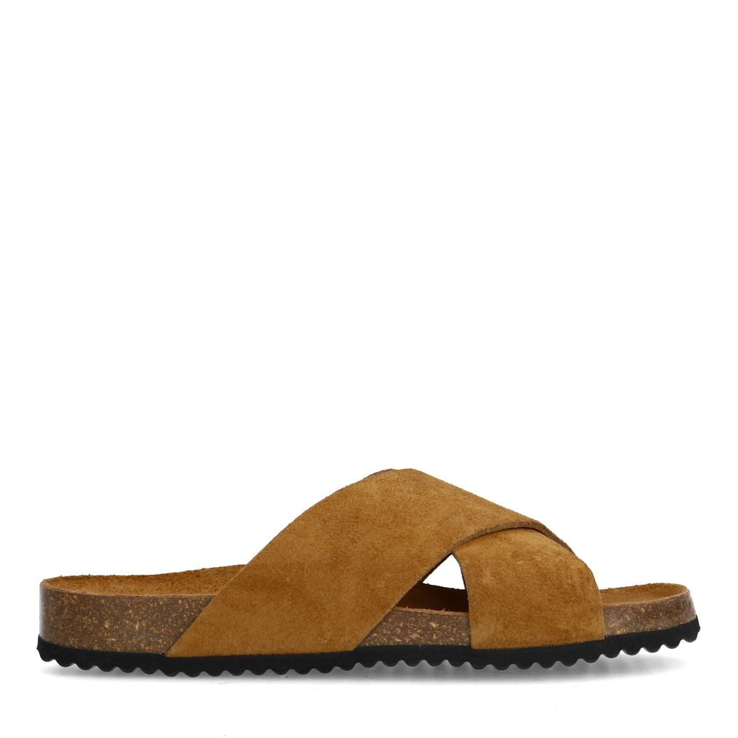 Claquettes en daim - cognac