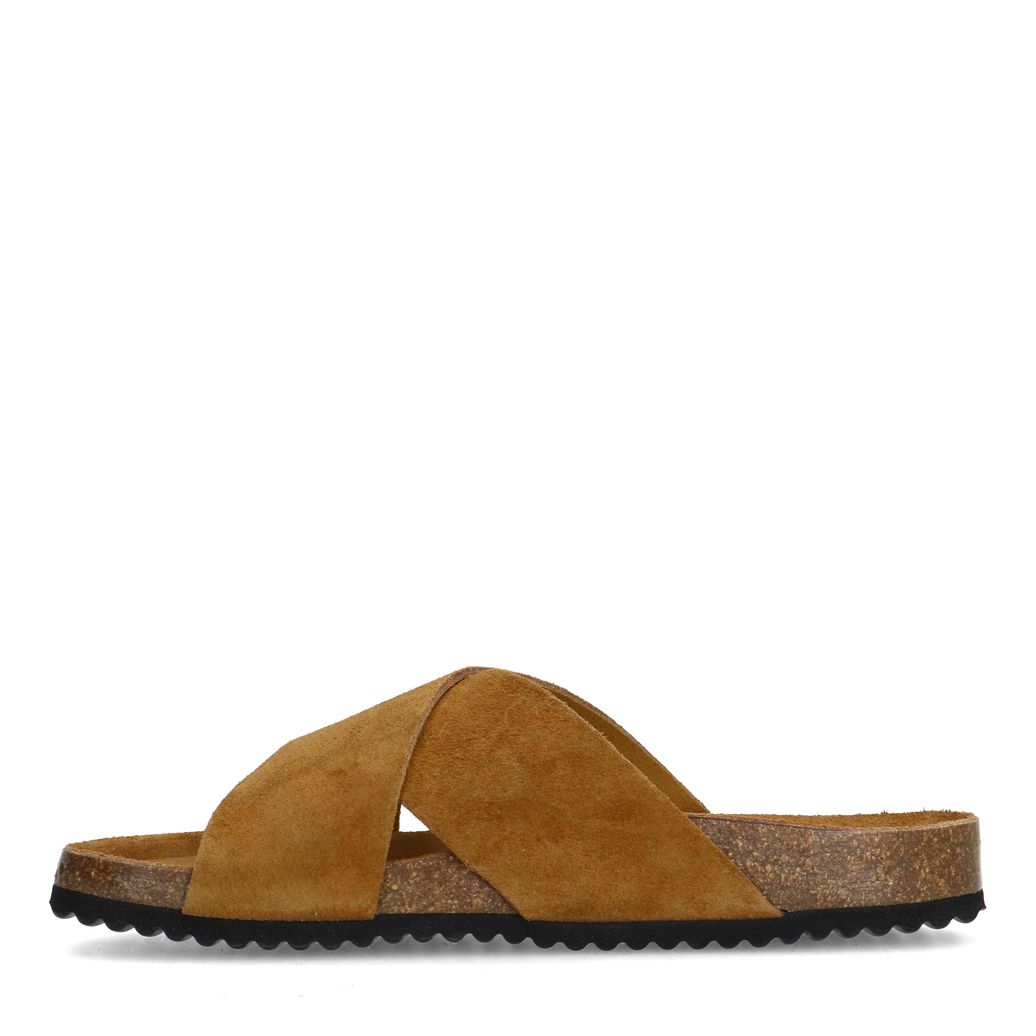 Claquettes en daim - cognac