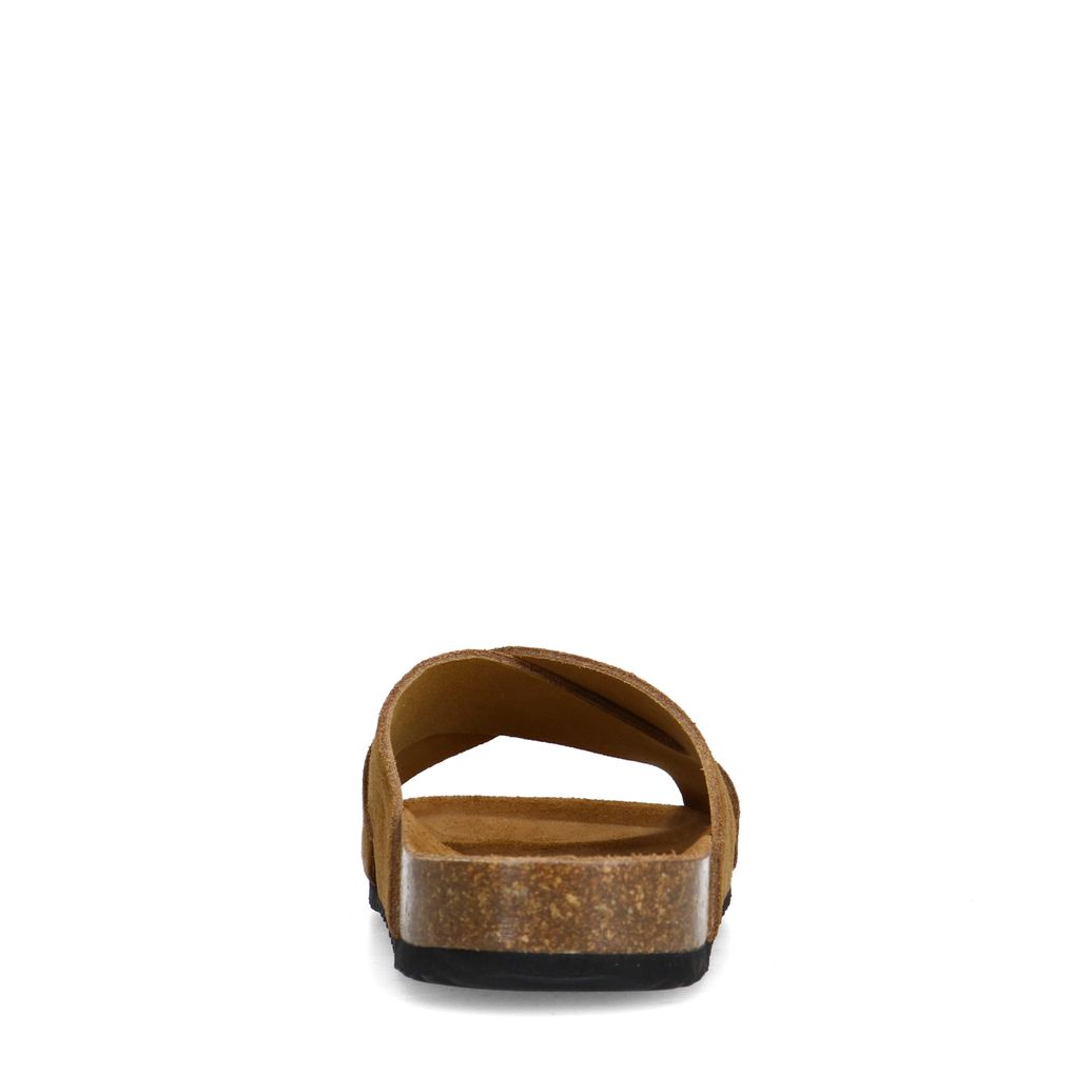 Cognacfarbene Veloursleder-Sandalen