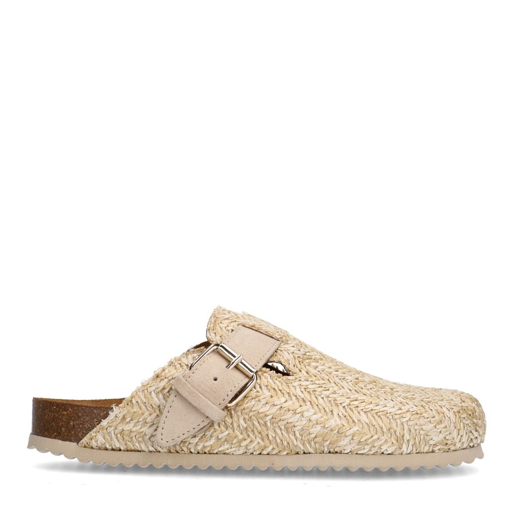 Sabots en raphia avec boucle - beige