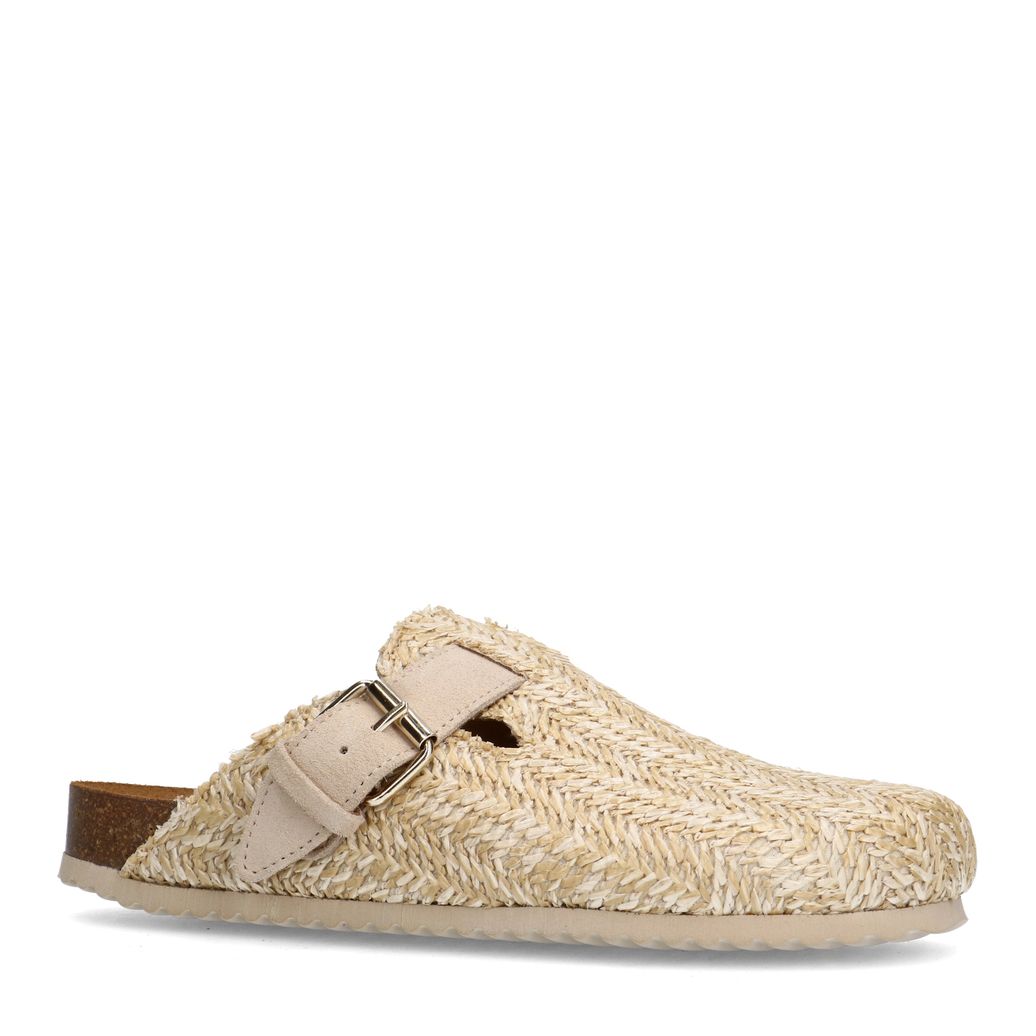 Sabots en raphia avec boucle - beige