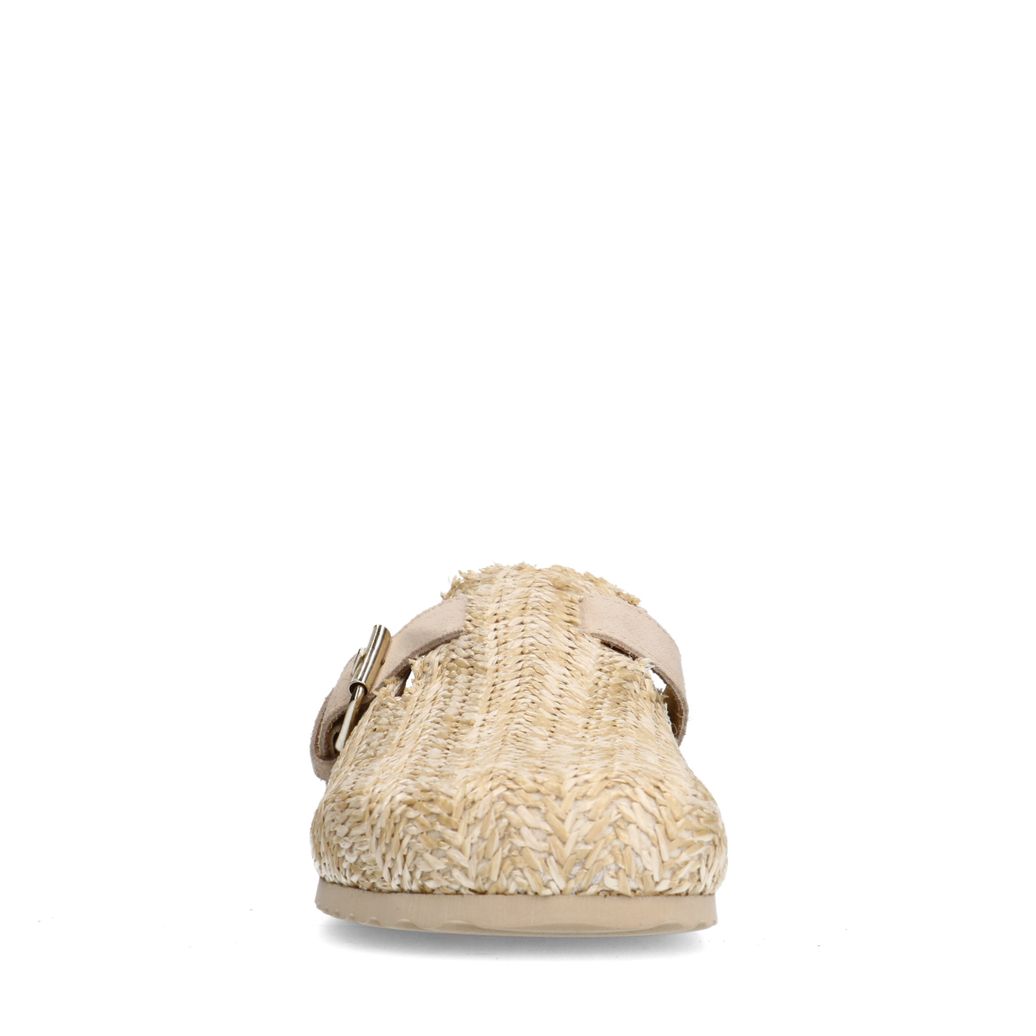 Sabots en raphia avec boucle - beige