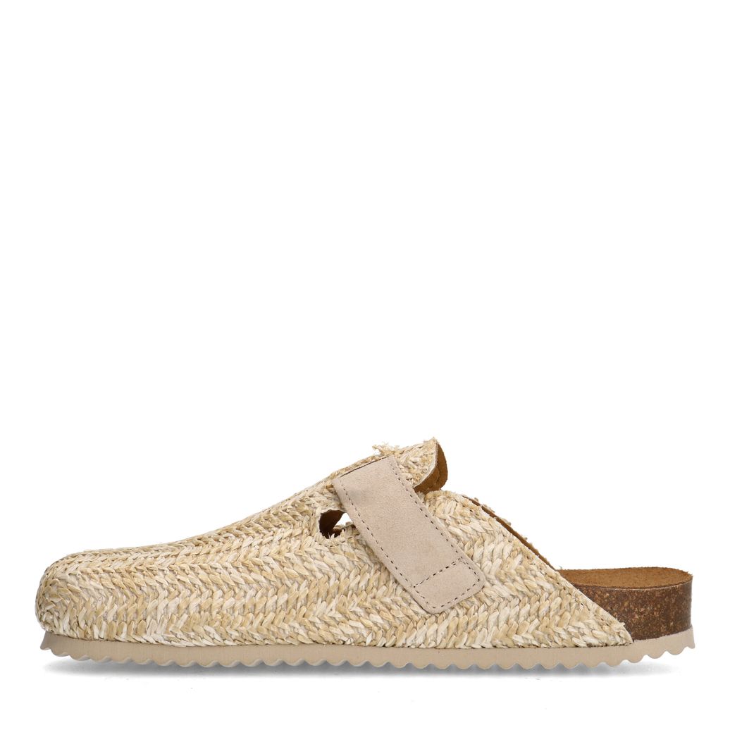 Sabots en raphia avec boucle - beige