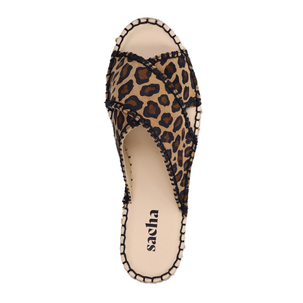 Suède leopard plateau slippers