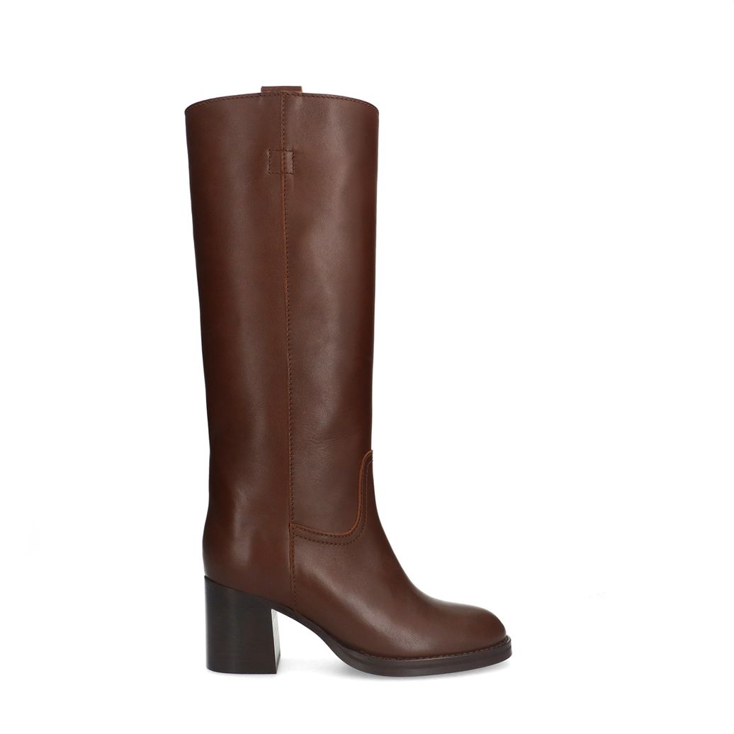 Bottes hautes en cuir - marron