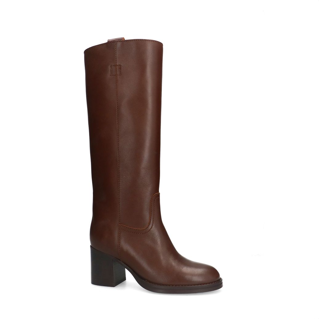 Bottes hautes en cuir - marron