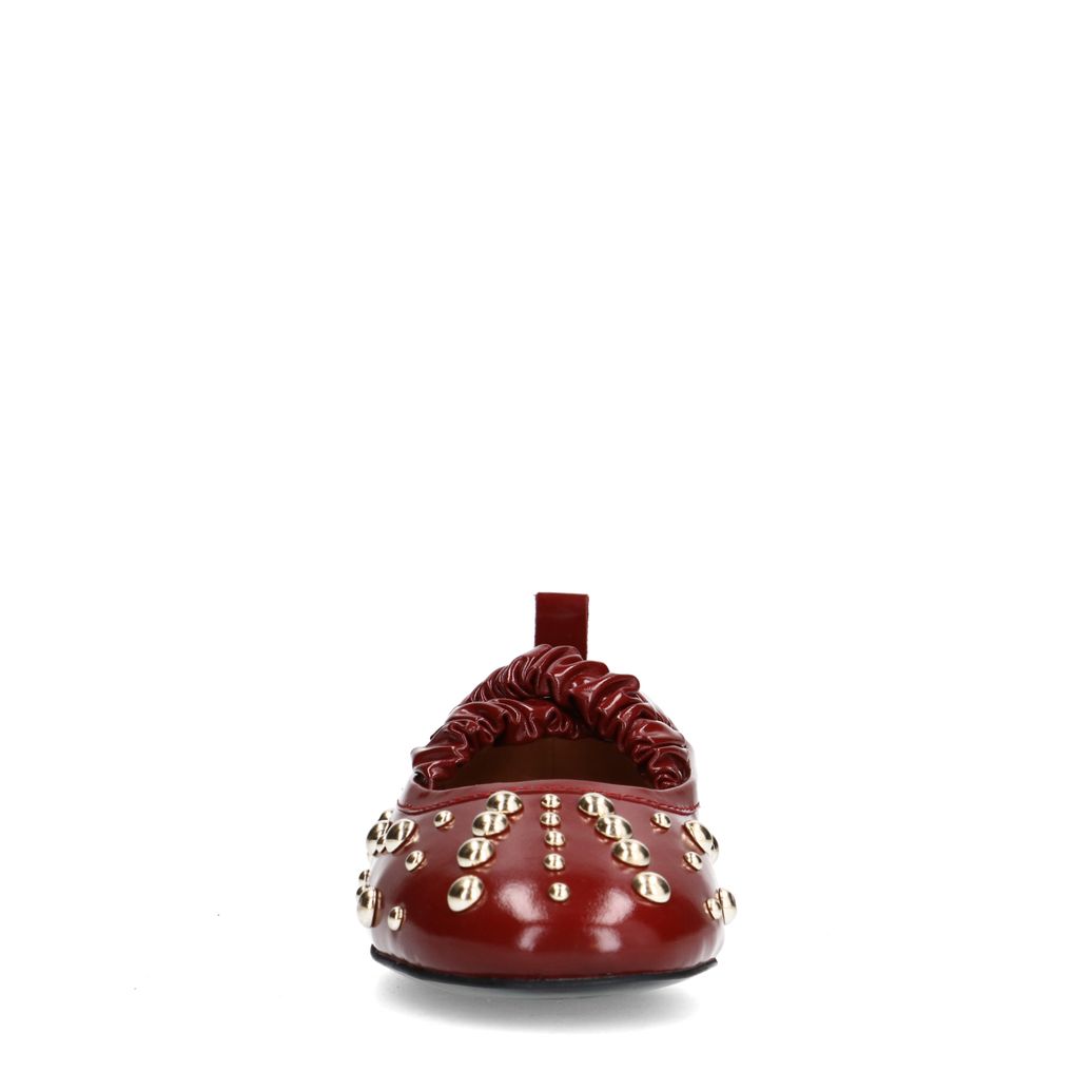 Rode leren ballerina's met studs