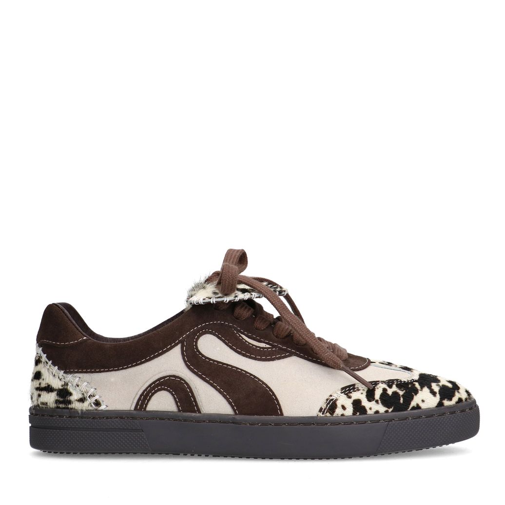 Baskets en daim avec imprimé vache - marron