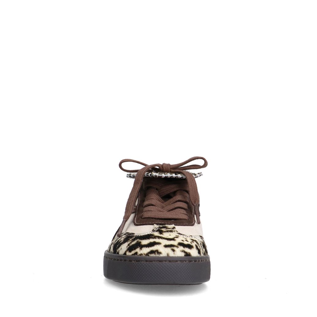 Bruine suède cow print sneakers