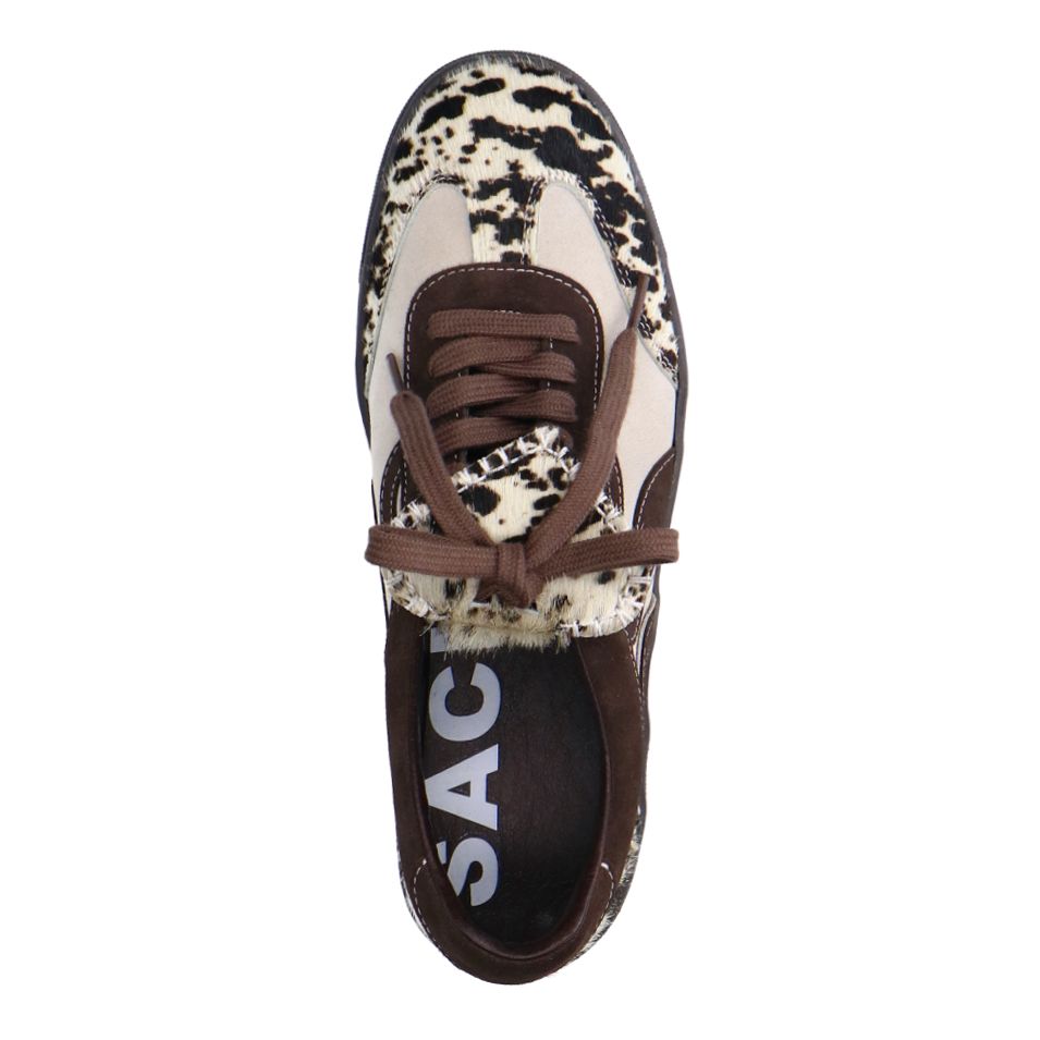 Bruine suède cow print sneakers
