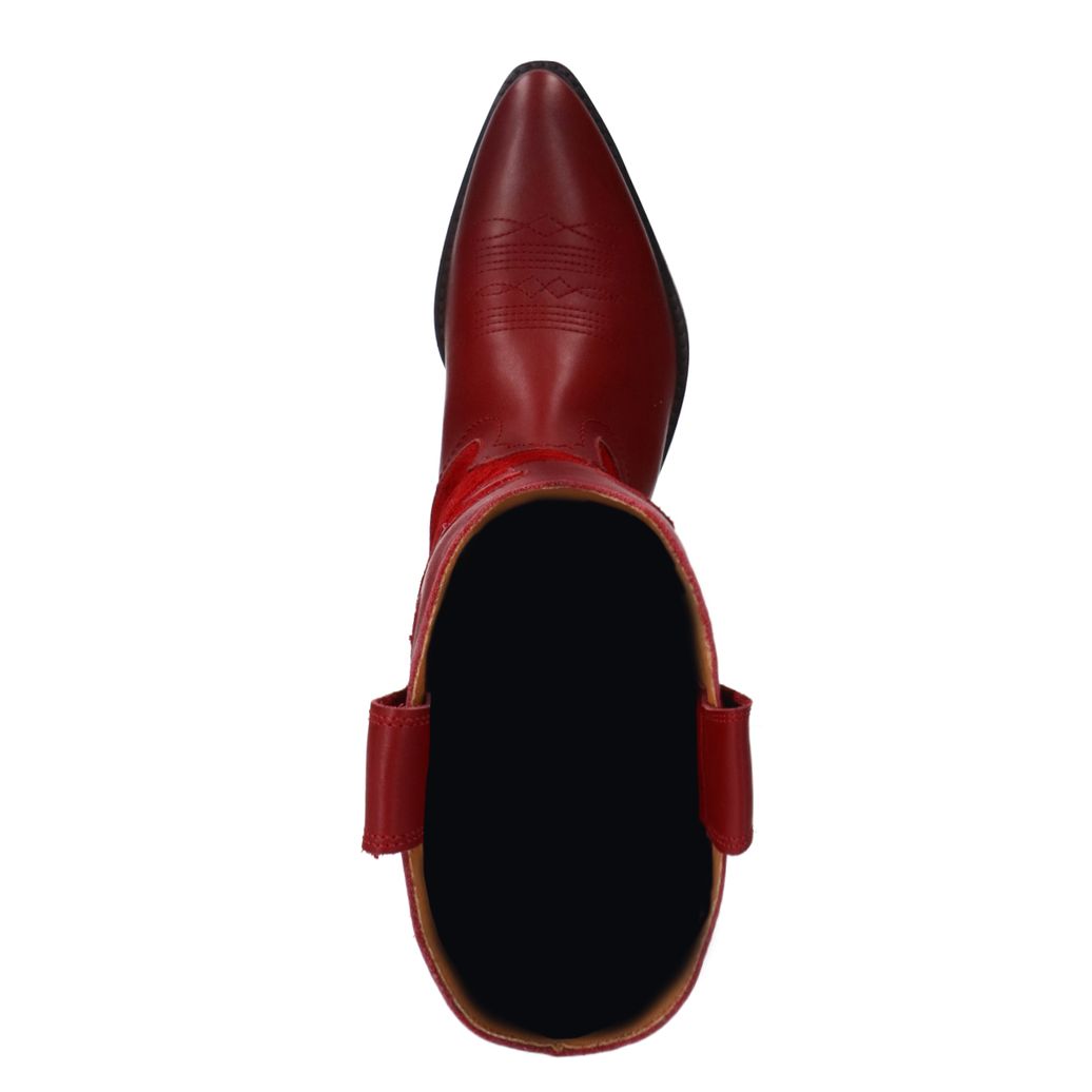 Santiags en cuir avec surpiqûres décoratives - rouge