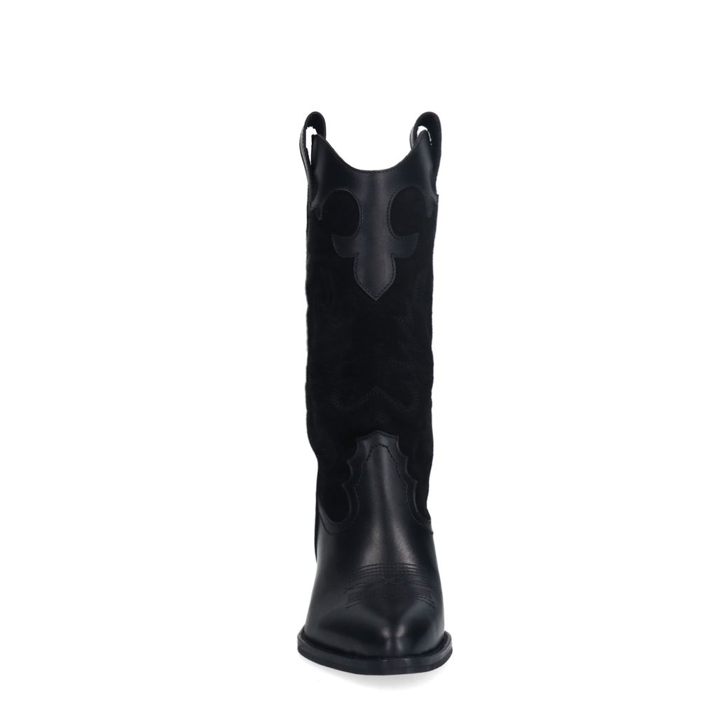 Santiags en cuir avec surpiqûres décoratives - noir