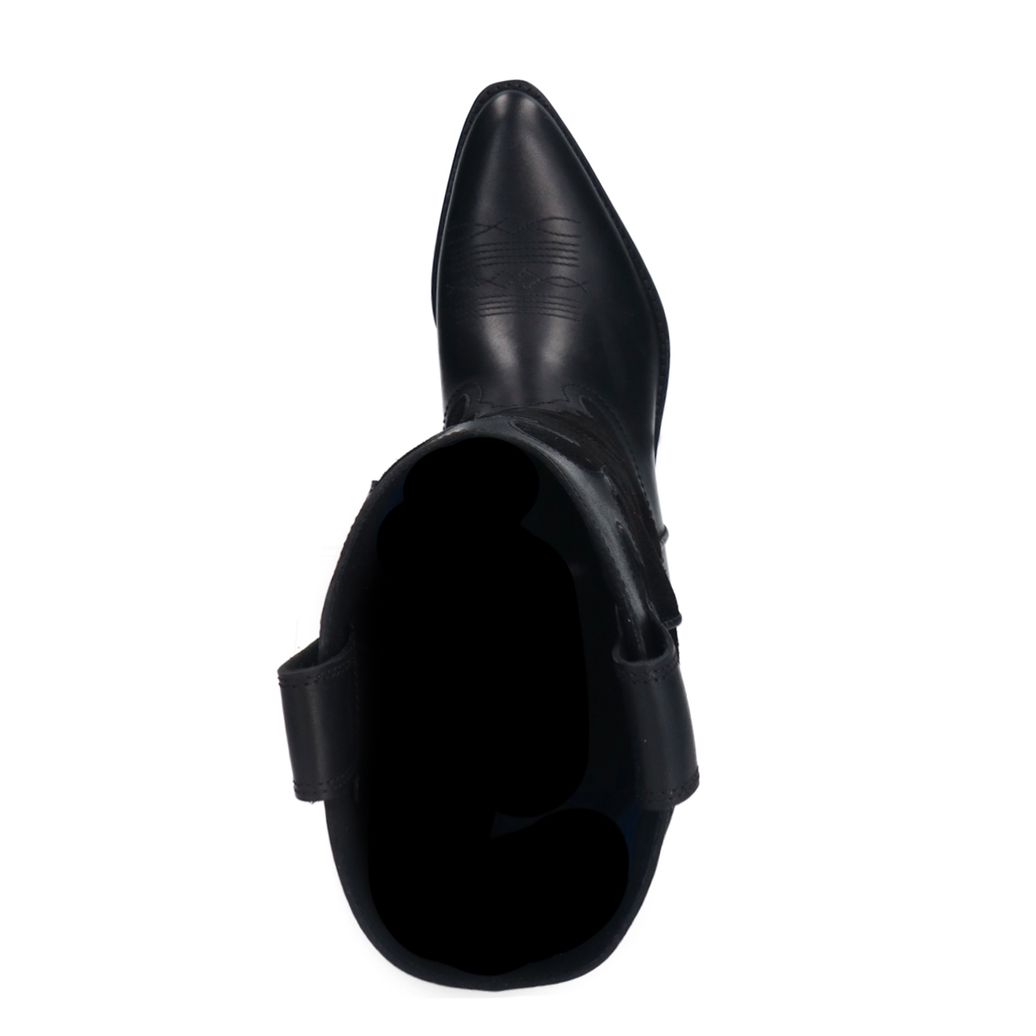 Santiags en cuir avec surpiqûres décoratives - noir