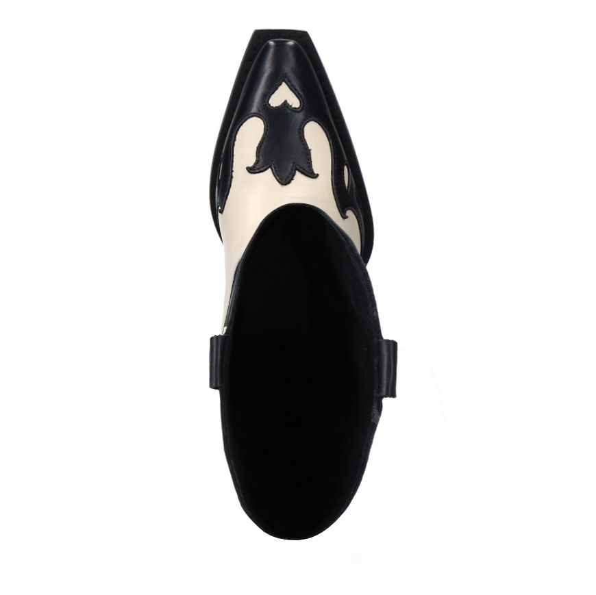 Santiags en cuir avec surpiqûres décoratives - noir