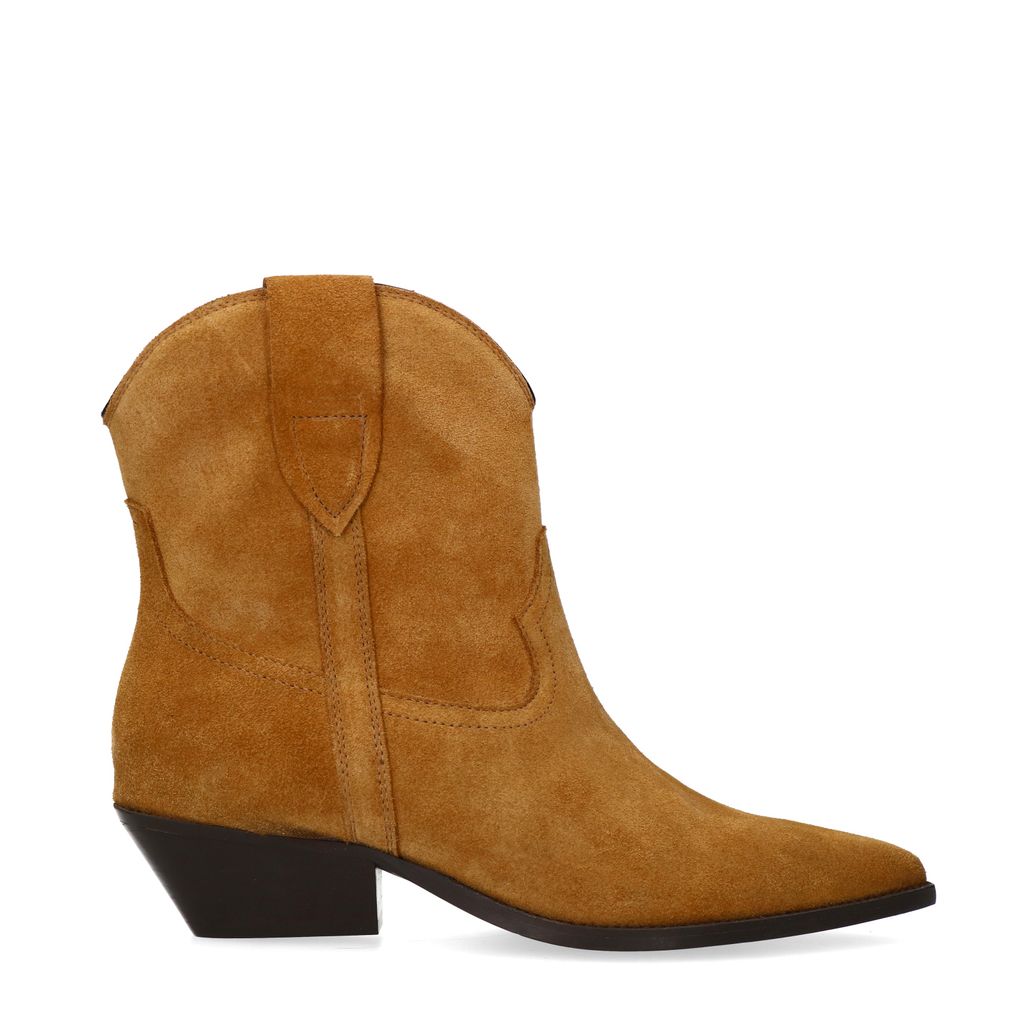 Taupe suède western enkellaarsjes