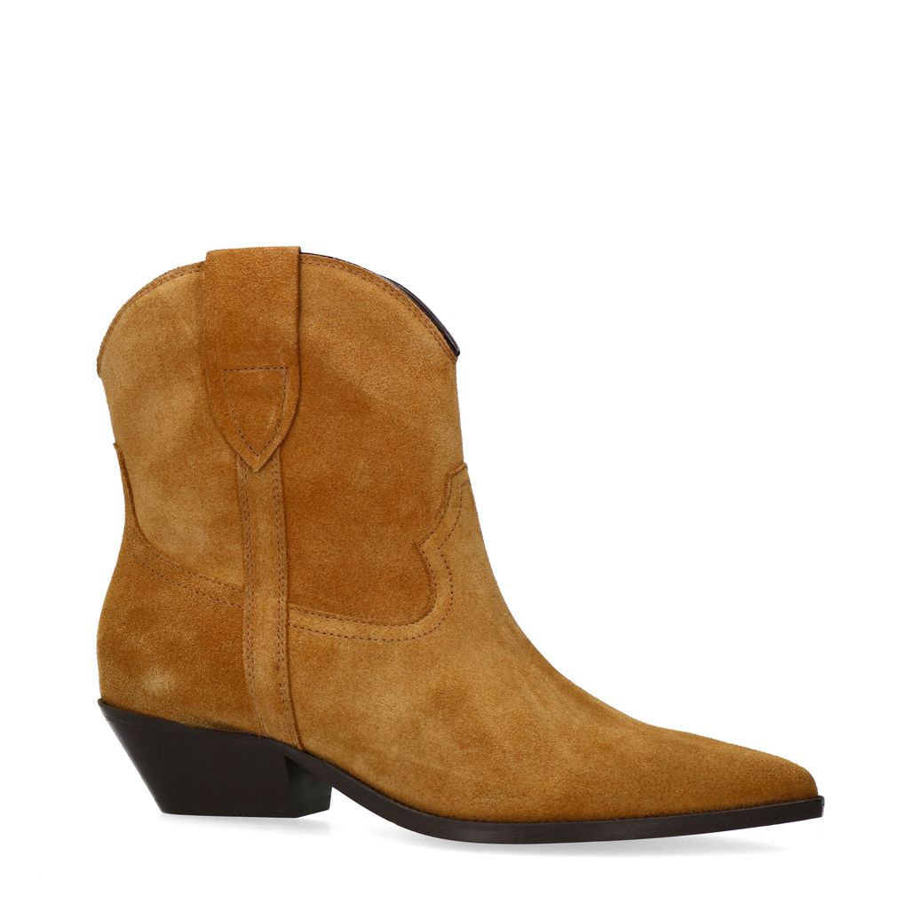 Taupe suède western enkellaarsjes