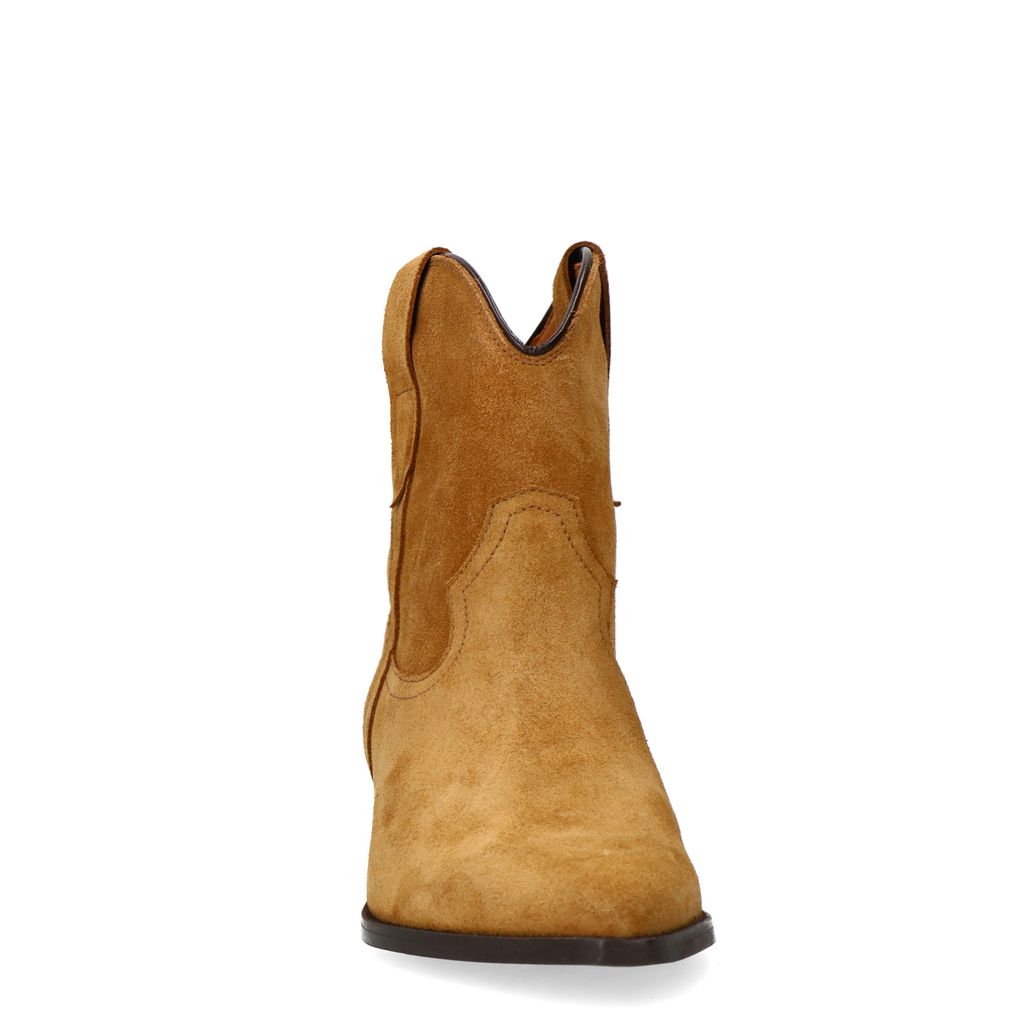 Taupe suède western enkellaarsjes