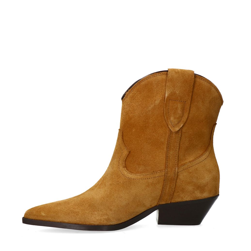 Taupe suède western enkellaarsjes