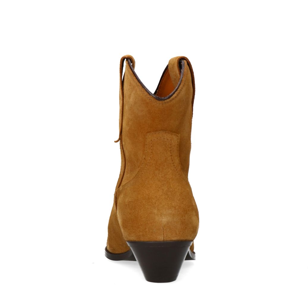 Taupe suède western enkellaarsjes