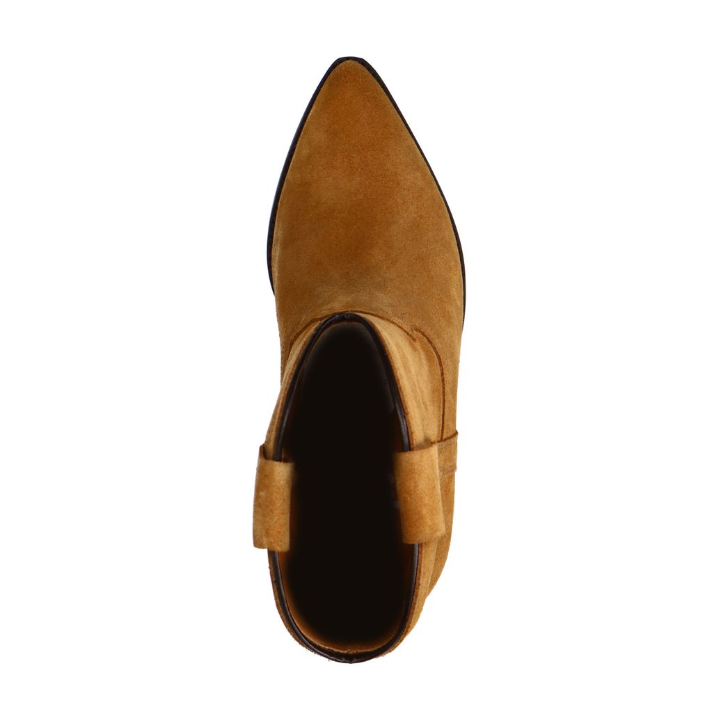 Taupe suède western enkellaarsjes