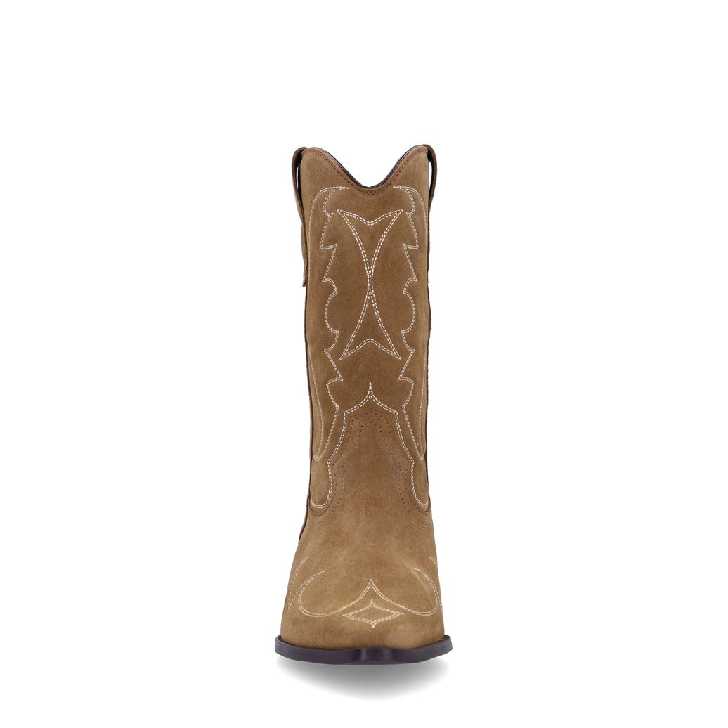 Santiags en daim avec surpiqûres décoratives - taupe