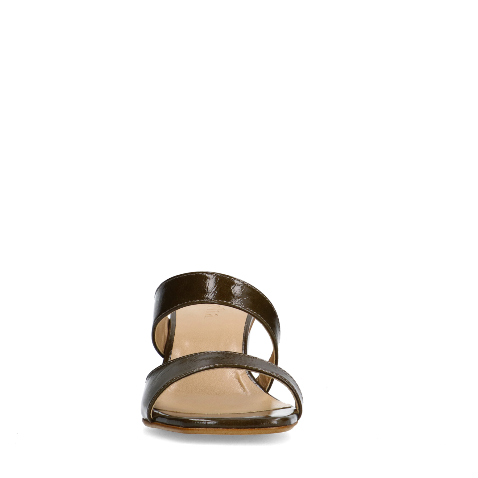 Lak Sandalen Hak Zool Rode Zool Beige Lente Blok Hak Pumps