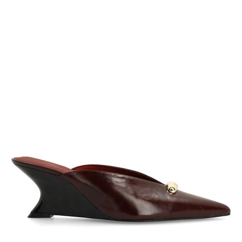 Mules à talon compensé - rouge