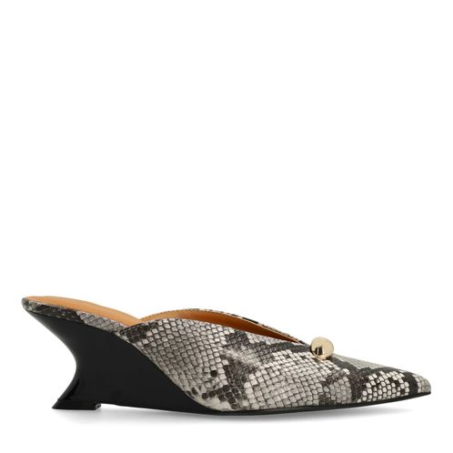 Mules à talon compensé serpent