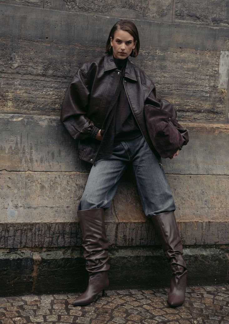Bottes hautes avec tige large - marron
