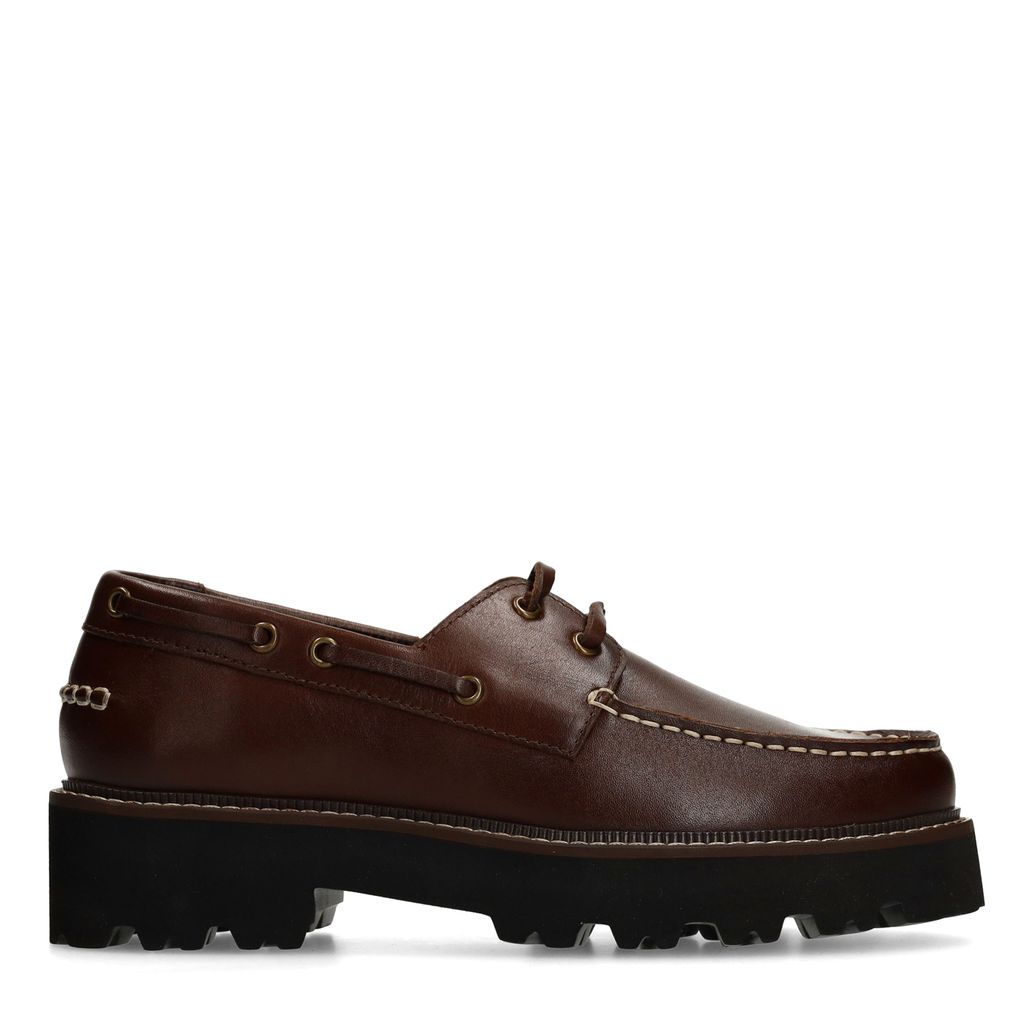 Chaussures bateau en cuir - marron