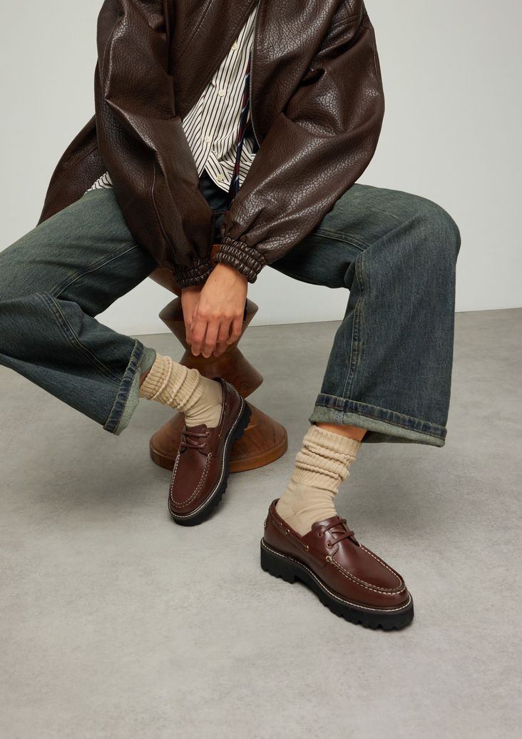Chaussures bateau en cuir - marron