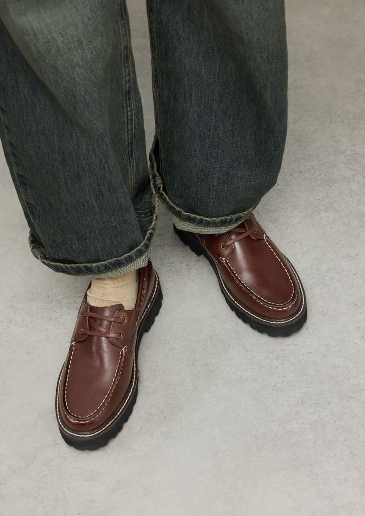 Bruine leren bootschoenen