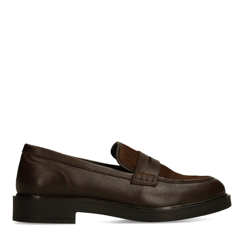 Braune Leder-Loafer mit Pony Hair