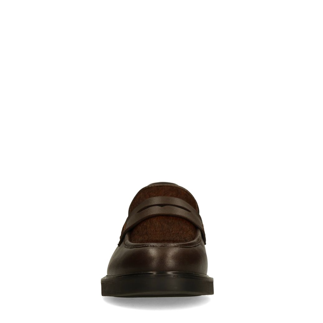 Mocassins en cuir avec effet poils de poney - marron