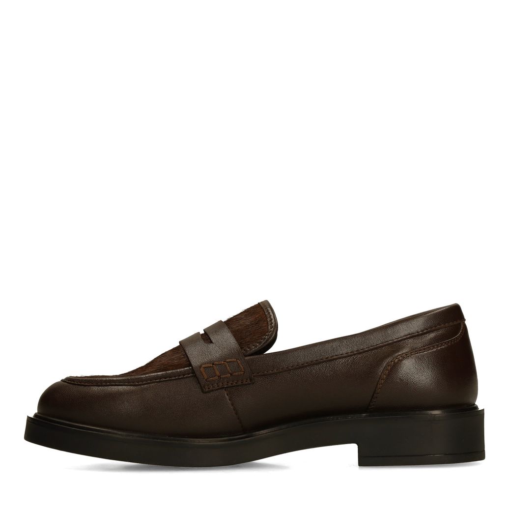 Mocassins en cuir avec effet poils de poney - marron