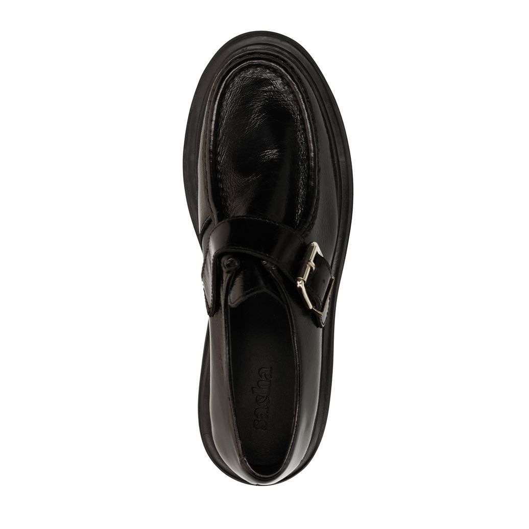 Zwarte leren loafers met buckle